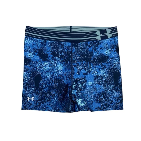 Under Armour Blue Camo Compression Shorts Athletic Activewear Medium - Image 2