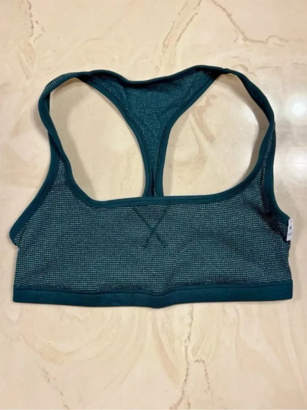 PINK VICTORIA’S SECRET Cotton Dorm Shine Green Waffle Knit Bralette Boyshorts L - Image 5