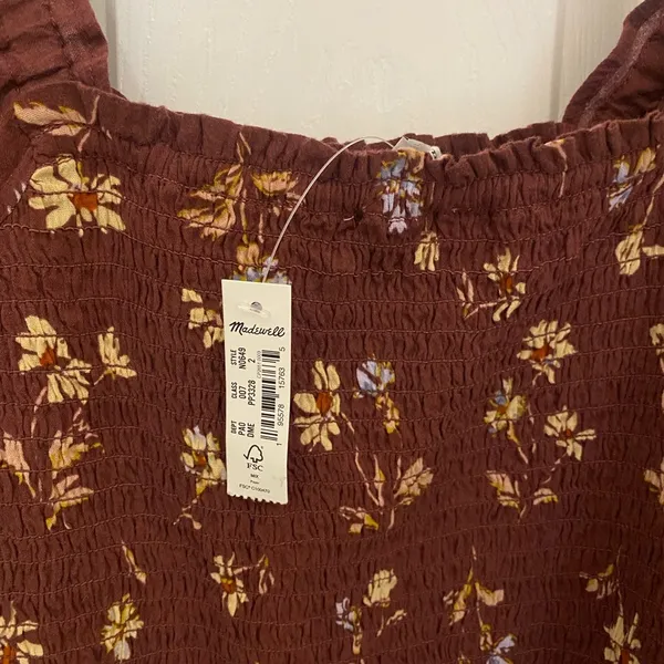 NWT!! Madewell Lucie Smocked Floral Peplum Top - Image 4