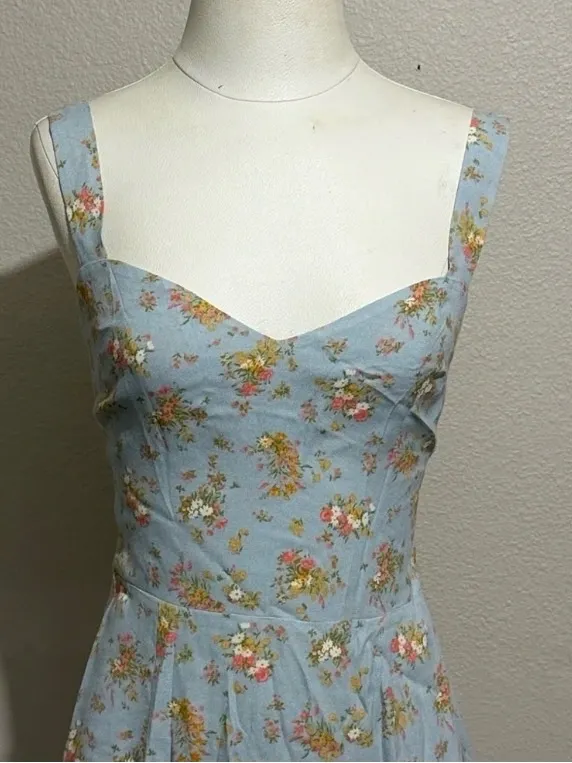 Reformation Humphrey Mini Dress Blue Floral Grazia Vacation romantic Fairy - Image 6