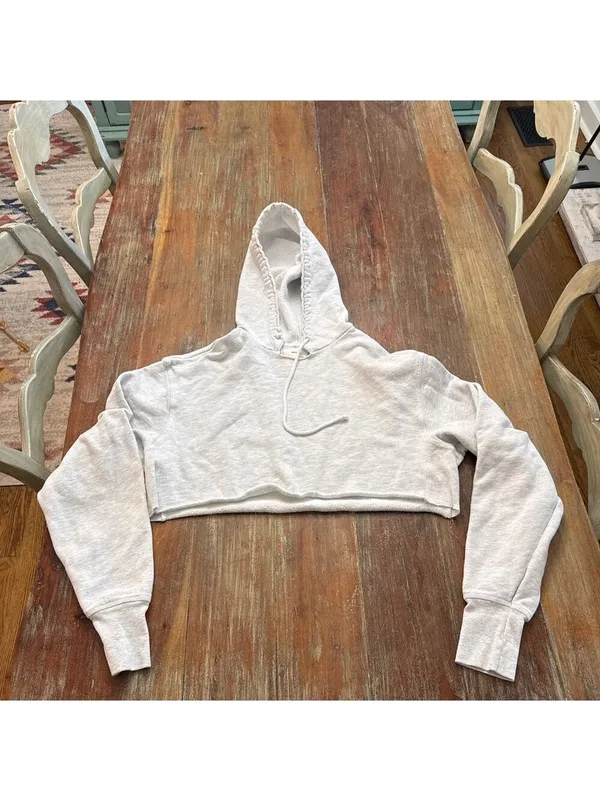 JOAH BROWN Pearl Grey French Terry Lounge Set Cropped Hoodie Joggers - Image 2