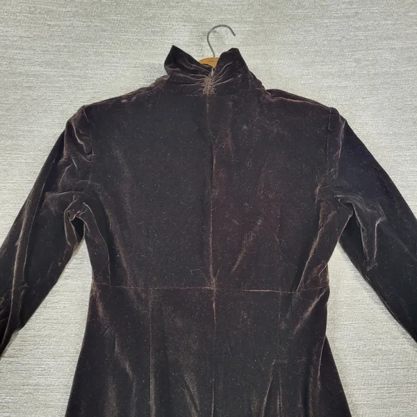 Vintage KC Spencer Velvet Maxi Dress Sz 6 Brown Turtleneck Whimsigoth Cocktail - Image 16