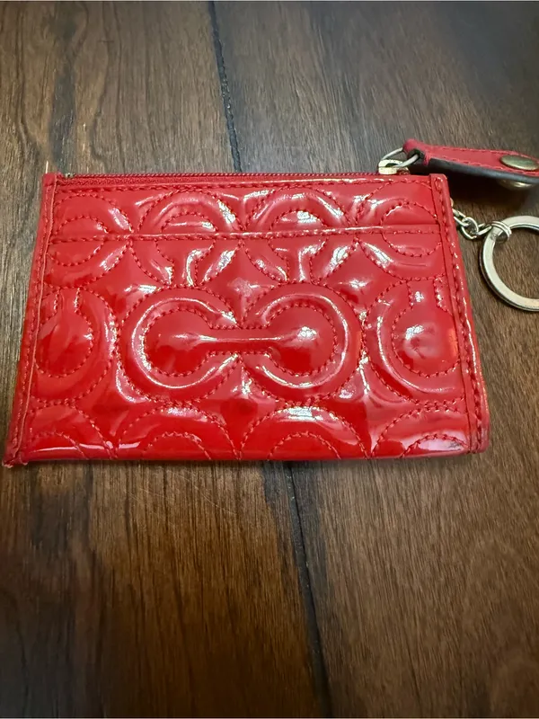 VTG Coach Signature Coin Pouch Keychain Wallet. Red - Image 2