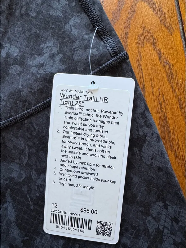 Lululemon Wunder Train High Rise 25” Hideaway Camo Black Size 12 NWT - Image 5