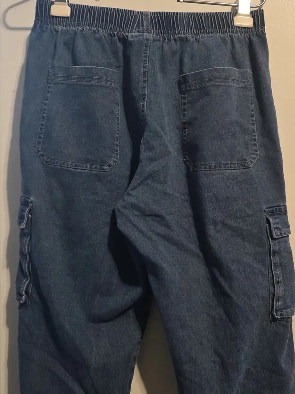 Kids Blue Cargo Denim Jogger Pants - Image 6