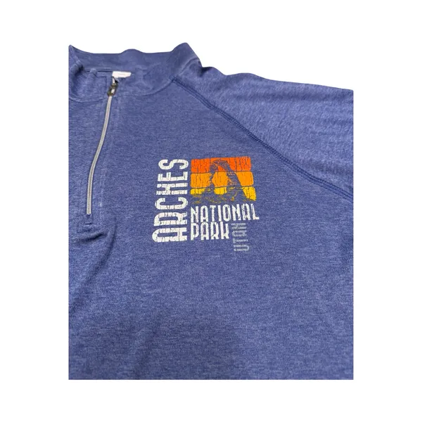 BAW Arches‎ National Park Quarter Zip Pullover Blue Heather Ladies XL Thumbholes - Image 2