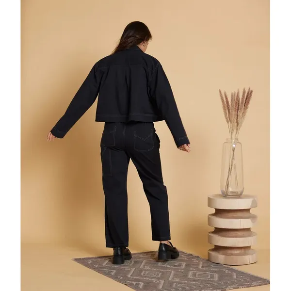Known Supply Utility Pants Women Size M Black Paperbag Waist‎ Carpenter Contrast - Image 3