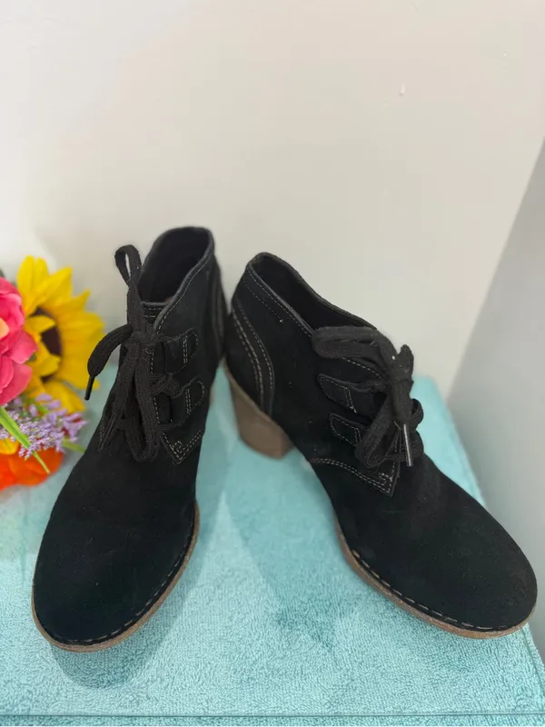 Structure Black Suede Lace-Up Ankle Boots - Image 3