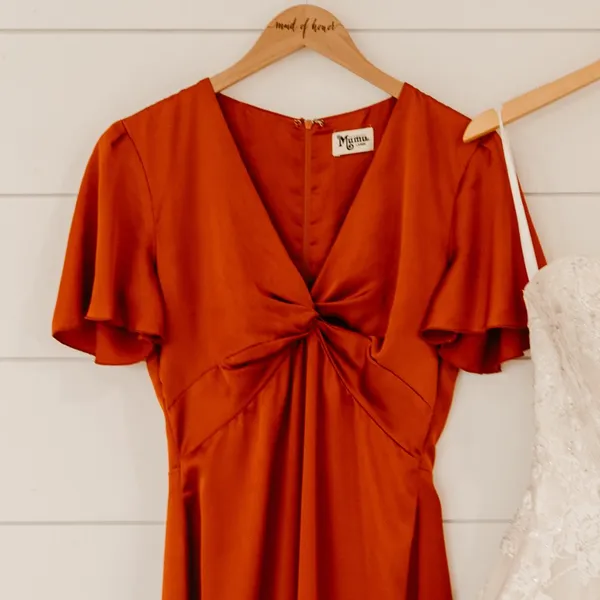 Show Me Your Mumu Burnt Orange Luxe Satin Bridesmaid Dress - Rome Twist Gown - Image 7