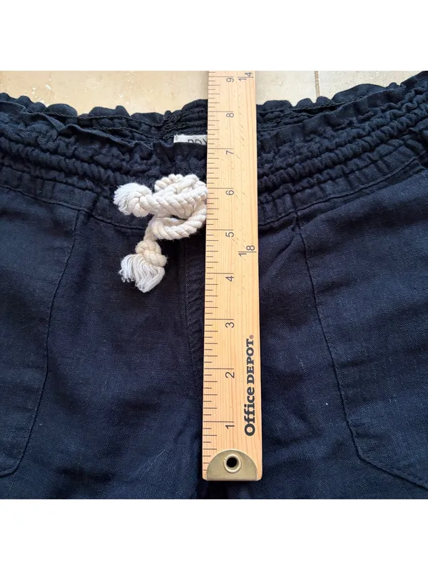 Roxy Oceanside Linen Blend Beach Pants Crop Capri Rope Drawstring Women's XS - Image 5