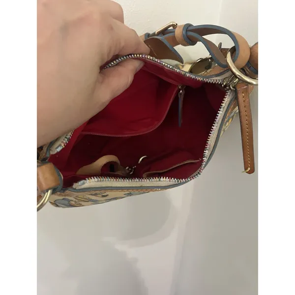 RARE VTG Y2K Dooney & Bourke Bumble Bee Print Shoulder Bag Leather canvas - Image 11