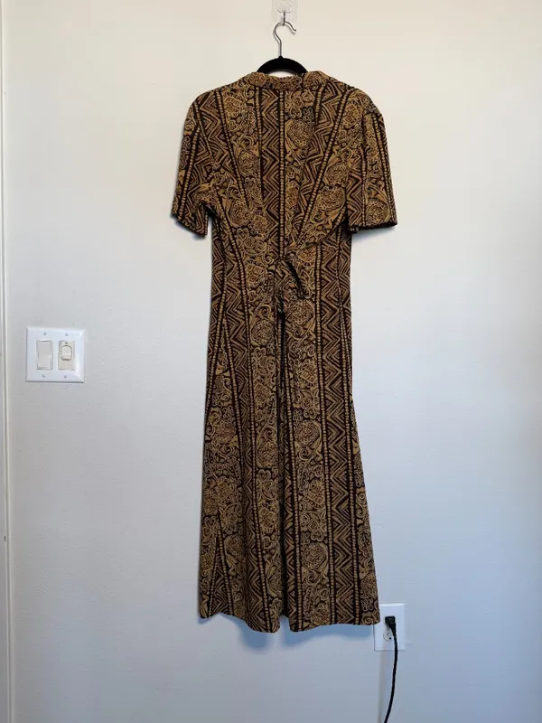 Vintage 90s Long Maxi Dress Button Up Tribal Print - Image 3