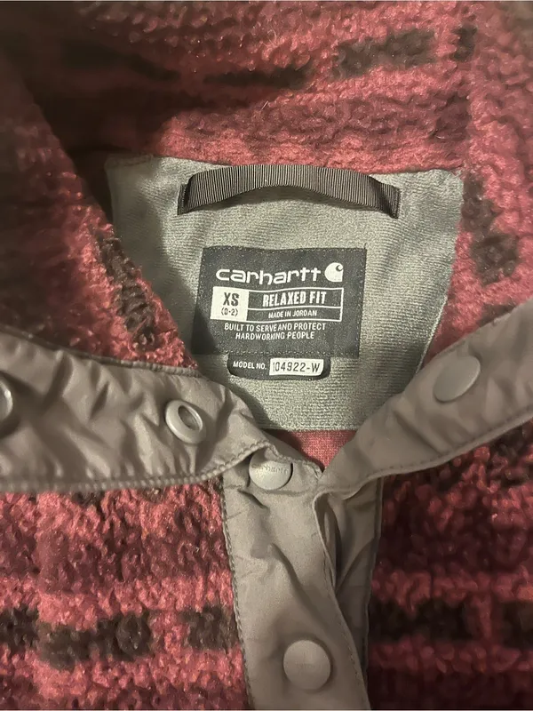 Carhartt Women’s Maroon Fleece Pullover Jacket - Image 3