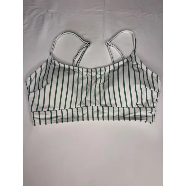 Womens Reversible Green White Vertical Stripe‎ High Waisted Bikini Set Size S - Image 7