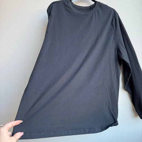 Skims Oversize Relaxed Boyfriend T Shirt Onyx Black Size 2X Long Sleeve Cotton - Image 2