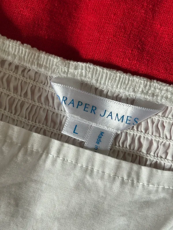 Draper James Magnolia White Cotton Puff Sleeve Smocked Back Mini Dress large - Image 4