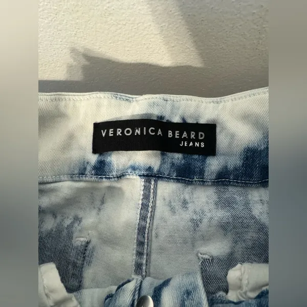 Veronica Beard Kallie Tie Dye High Rise Straight Leg Crop Jeans Bleached Size 23 - Image 10
