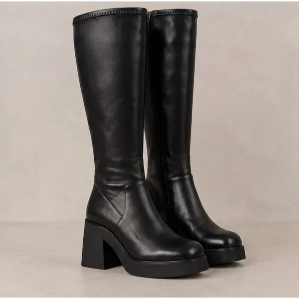 GC Shoes Women's Chantal Platform Elastic Knee-High Boots Black size 8.5 - Image 3
