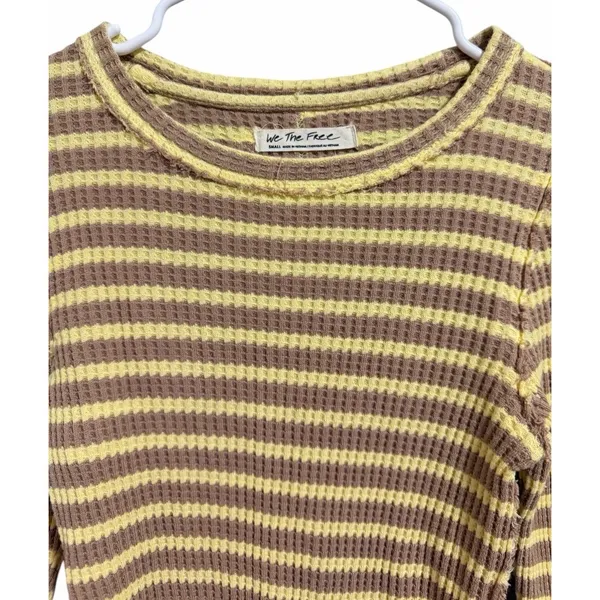 Free People We The Free Pretty Little Thermal Oat Combo-Elise Stripe Women's Size Small‎ - Image 3