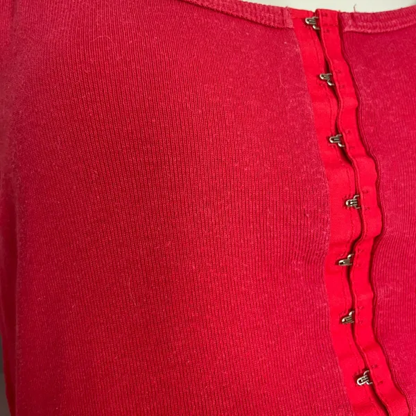 Vintage 90s Mini Dress Hook and Eye Front Retro Sleeveless A-Line Scoop Neck - Image 9