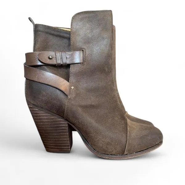 Rag & Bone Kinsey Ankle Boots Brown Suede Wrap Strap Block Heel Womens 39.5 9.5 - Image 2