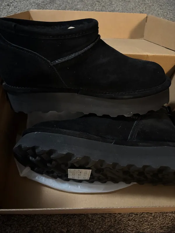 BearPaw Black Suede Ankle Booties with Rugged Sole - Image 2