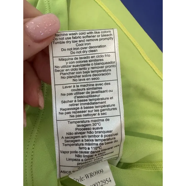 ASICS Running Shirt Women M Lime Green Short‎ Sleeve Breathable Sporty Athletic - Image 8