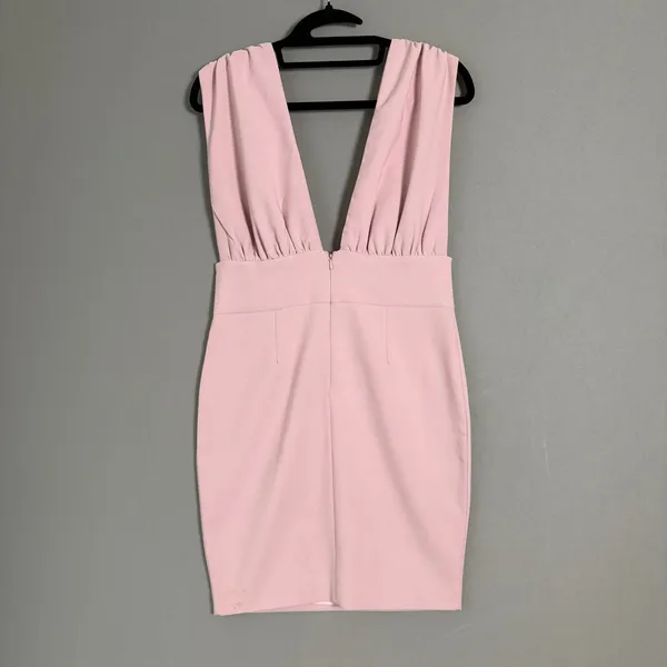 Miss Circle sz M pink plunge fitted mini party‎ dress - Image 7