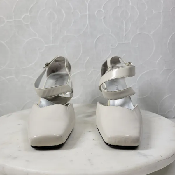 Apostrophe Cate Heels Womens 7.5 White Leather Square Toe Bridal‎ Wedding Party - Image 5