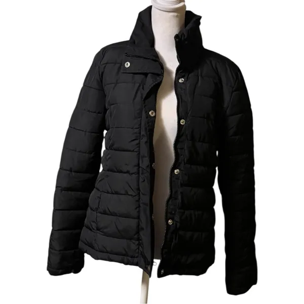 Gap Women's Black Cold Weather Button Front Puffer Jacket Sz S - Image 2