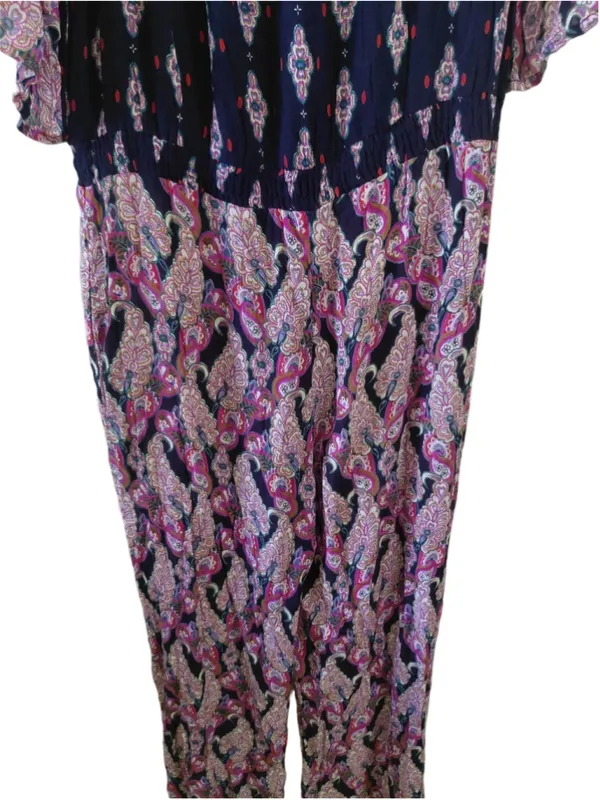 Raga by Anthropologie Boho Off-The-Shoulder Paisley Smocked Jumpsuit Size L NWT - Image 5