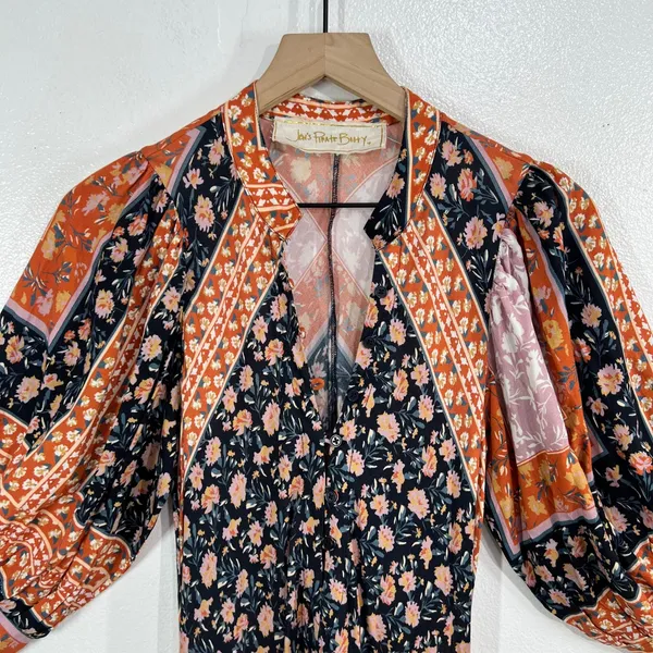 Jen's Pirate Booty Wildflower Echo Maxi Dress Small Boho Floral Patchwork Lurex - Image 8