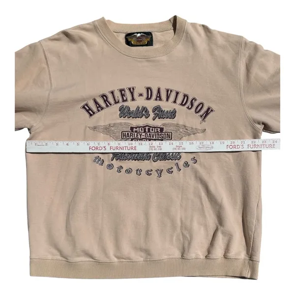 Vintage Harley-Davidson Graphic Sweatshirt Peach American Classic Large Biker - Image 6