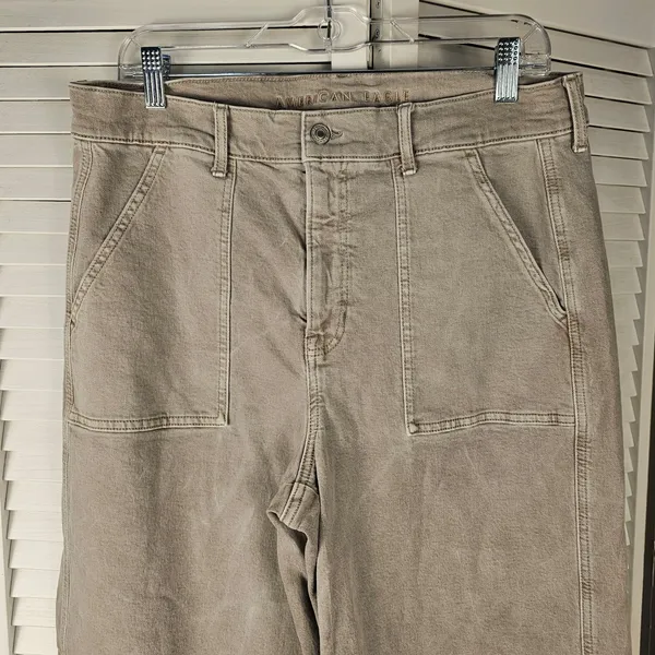 American Eagle Womens Gray Wide Leg‎ Stretch Jeans 16 - Image 3