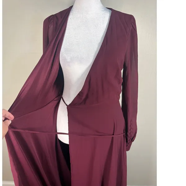 Lulus My Whole Heart Wrap Dress S‎ Burgundy Long Sleeve Gown - Image 10