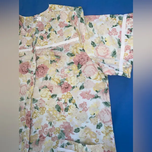 Women's Cottagecore Nightgown Romantic Embroidered Sleepwear Short Sleeve Large - Image 9