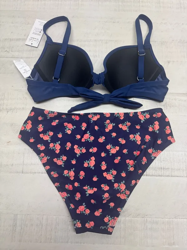 Navy Sweetheart Bikini Top & Standard Geo printed Bottoms Set - Image 5