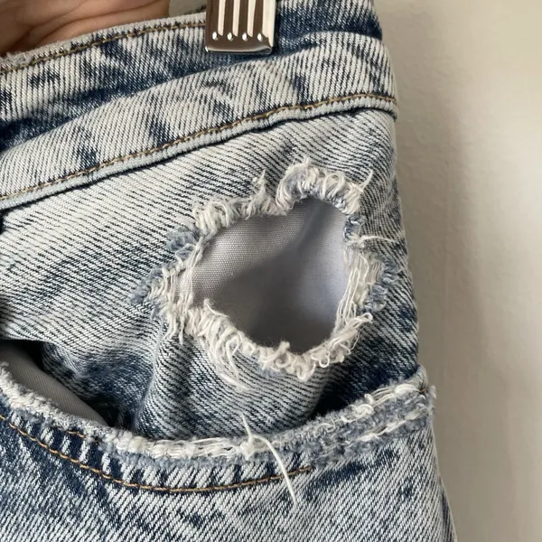 Free People We The Free Straight Leg Denim Jeans Blue Distressed Women's Size 28 - Image 9