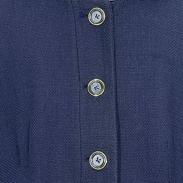Banana Republic‎ Navy Coarse Cotton Weave Button Front Overcoat Women's XS - Image 7