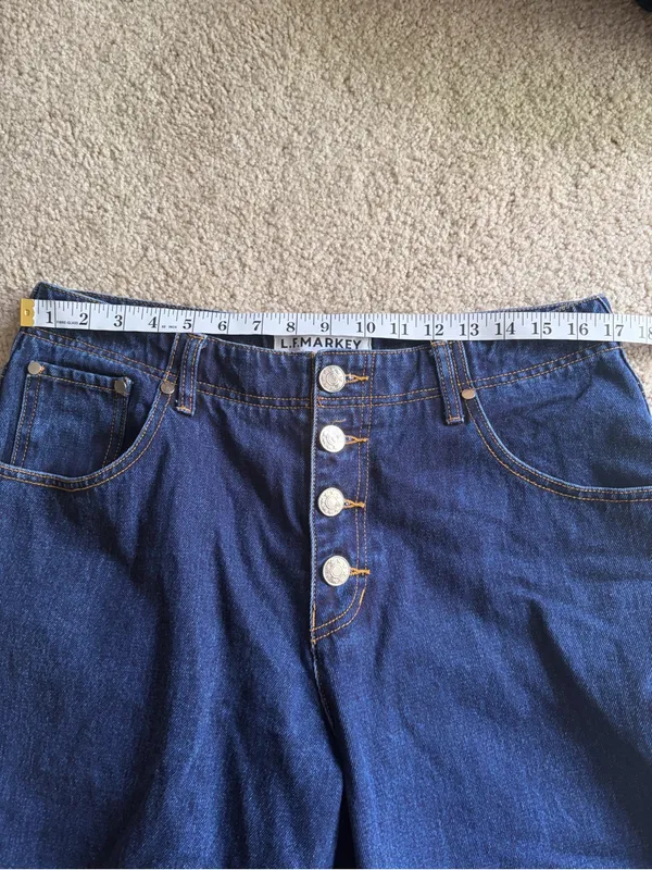L.F. Markey indie women’s button fly y2k 2010s Blue Wide-Leg Crop Jeans size 31 - Image 11