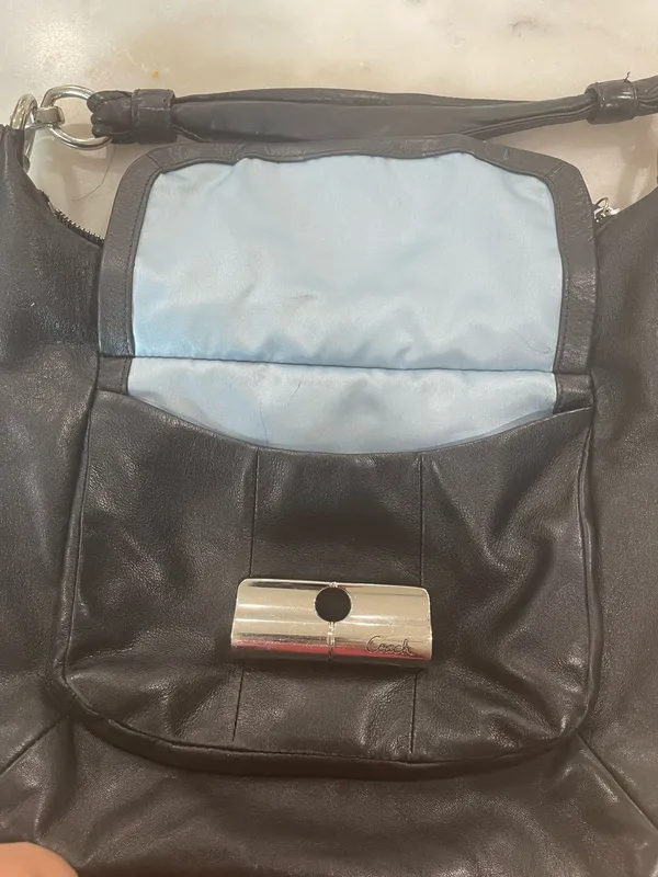 Coach Kristin Black Leather Shoulder Bag Gusseted PocketLatch PurseVintage 16808 - Image 6