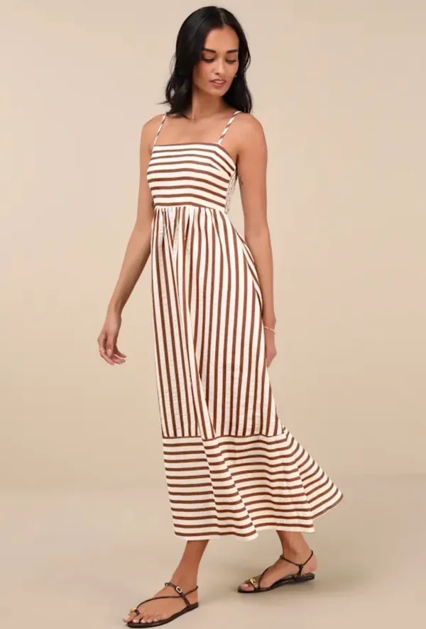 Lulus Striped Midi Dress - Image 8