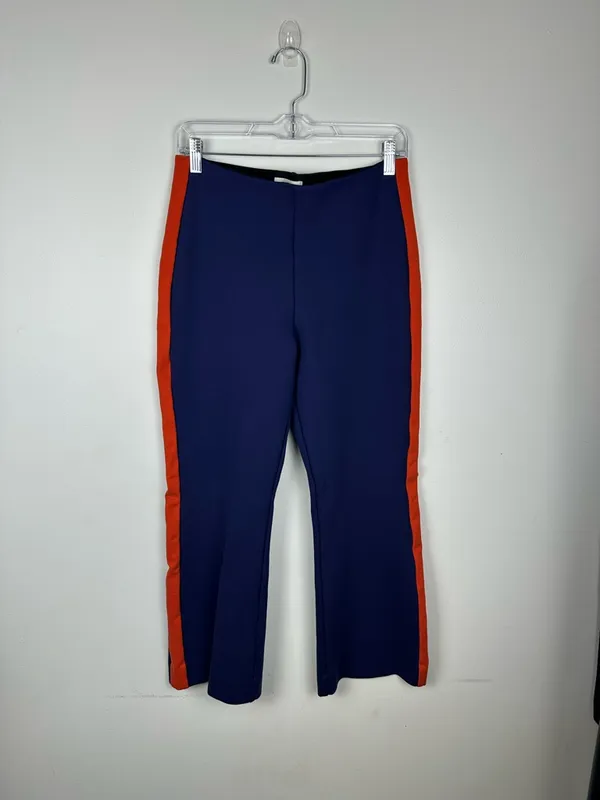 Anthropologie Maeve Margot‎ Kick-Flare Pants Blue With Red Stripe Size Medium - Image 3
