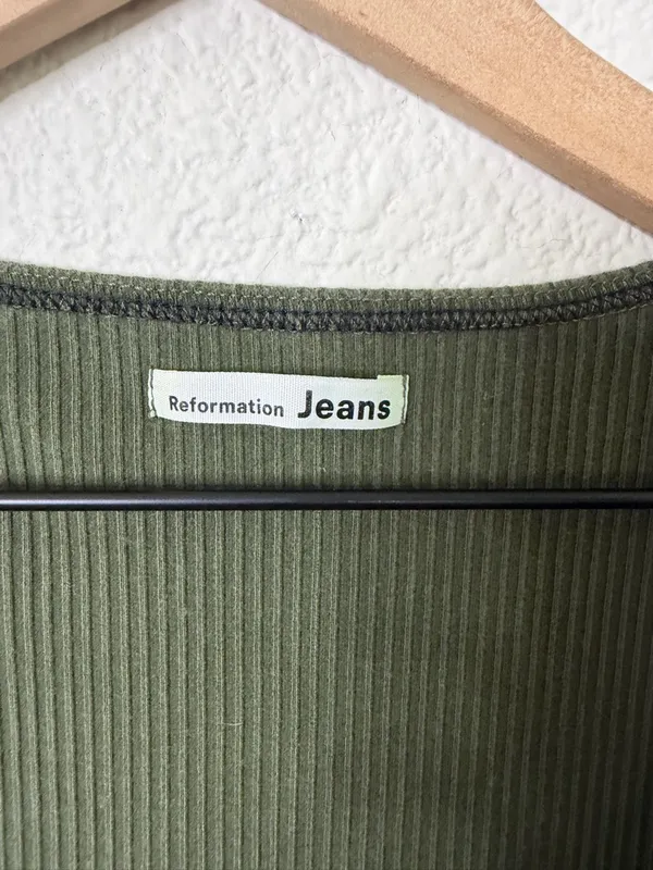 Reformation Jeans Olive Green Ribbed Tank Dress Womens Size XS‎ - Image 3