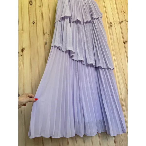 NWT Lulus Jehona Lavender Pleated Tiered Maxi Dress Bridesmaid Holiday Gala Sz M - Image 5