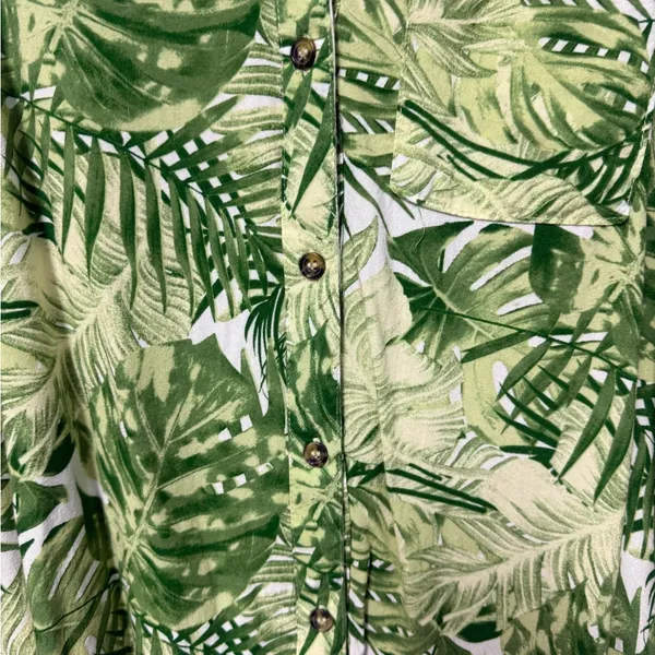 Justify Green Tropical Print Sleeveless Button-Front Dress - Image 2