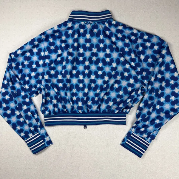 Free People FP Movement Top Speed Tennis Jacket Blue Floral Bomber Size M - Image 2