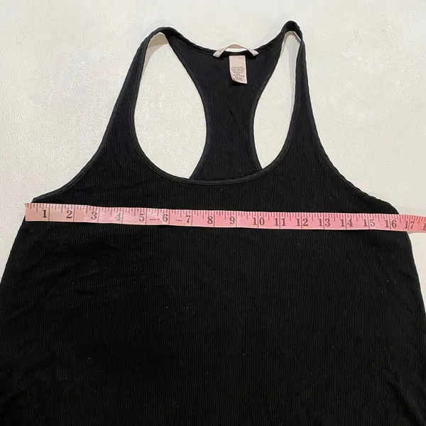 Victoria’s Secret Black Ribbed Racerback Tank Top Size S Lounge Basic - Image 5