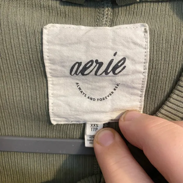 Aerie Getaway Oversized‎ Waffle Crewneck Sweatshirt Notched Hem Size XXS - Image 3