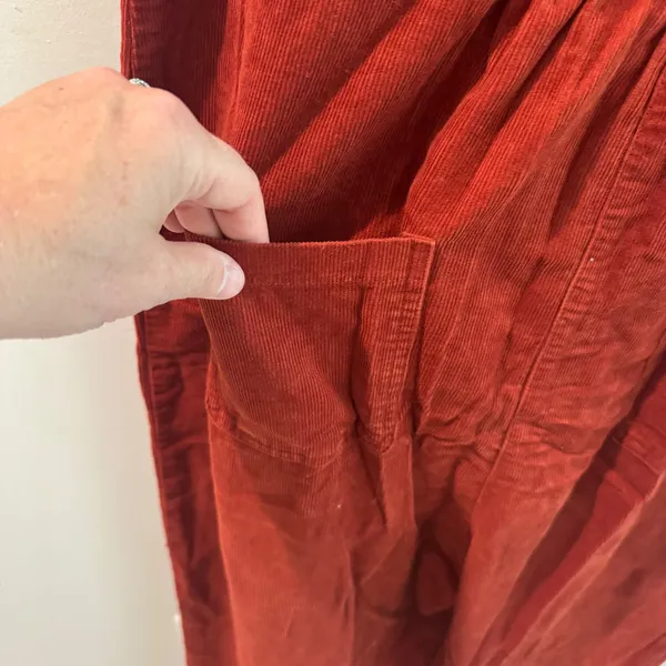 All Row Rust Red Corduroy Utility Jumpsuit Short Sleeve Zip Front PM1070 Large - Image 9
